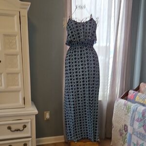 Trixxi Black and Blue Chevron Maxi Dress